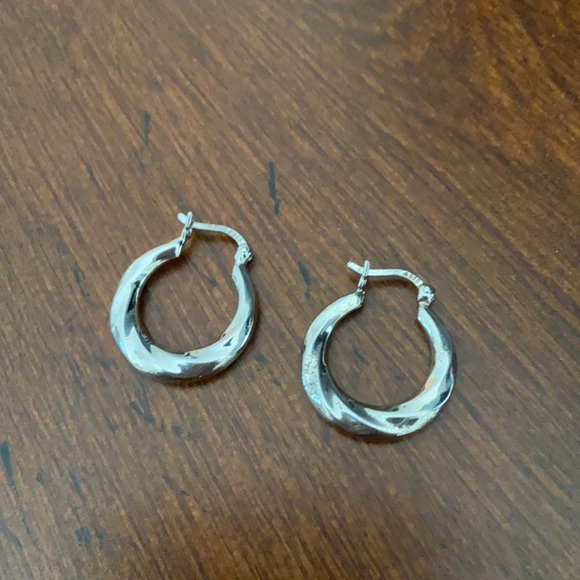 Small Silver Hoop Earrings - Picture 3 of 3
